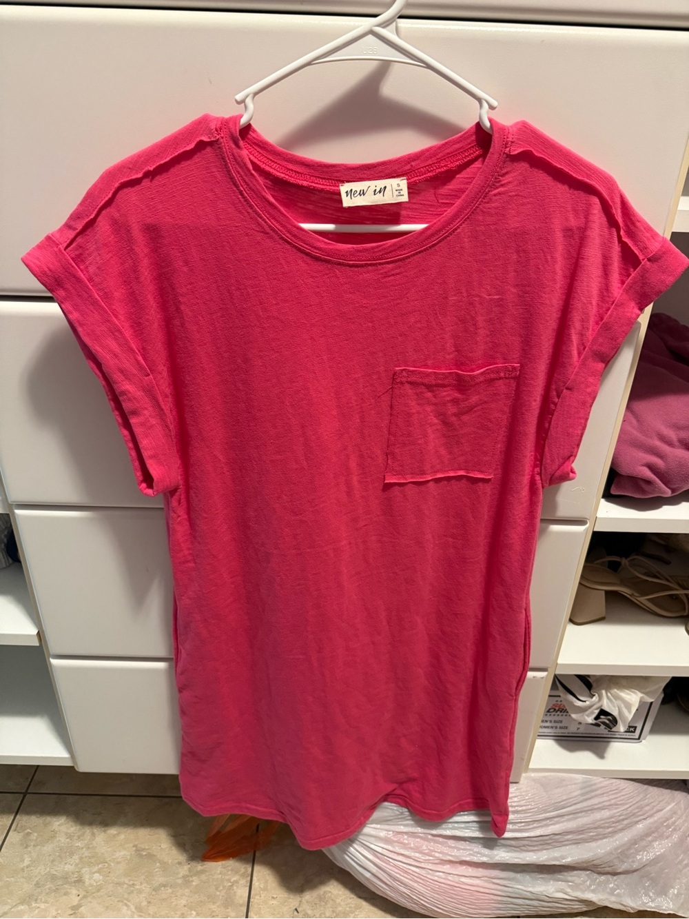 New In Women's Hot Pink Pocket Tee